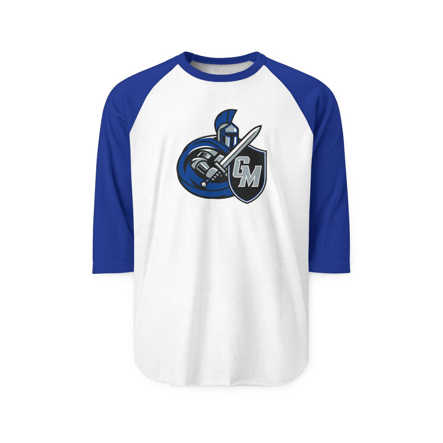 Unisex Raglan Shirt with Shield and Sword Design, Sporty Tee for Game Nights, Gift for Gamers, Casual Wear, Team Spirit Shirt