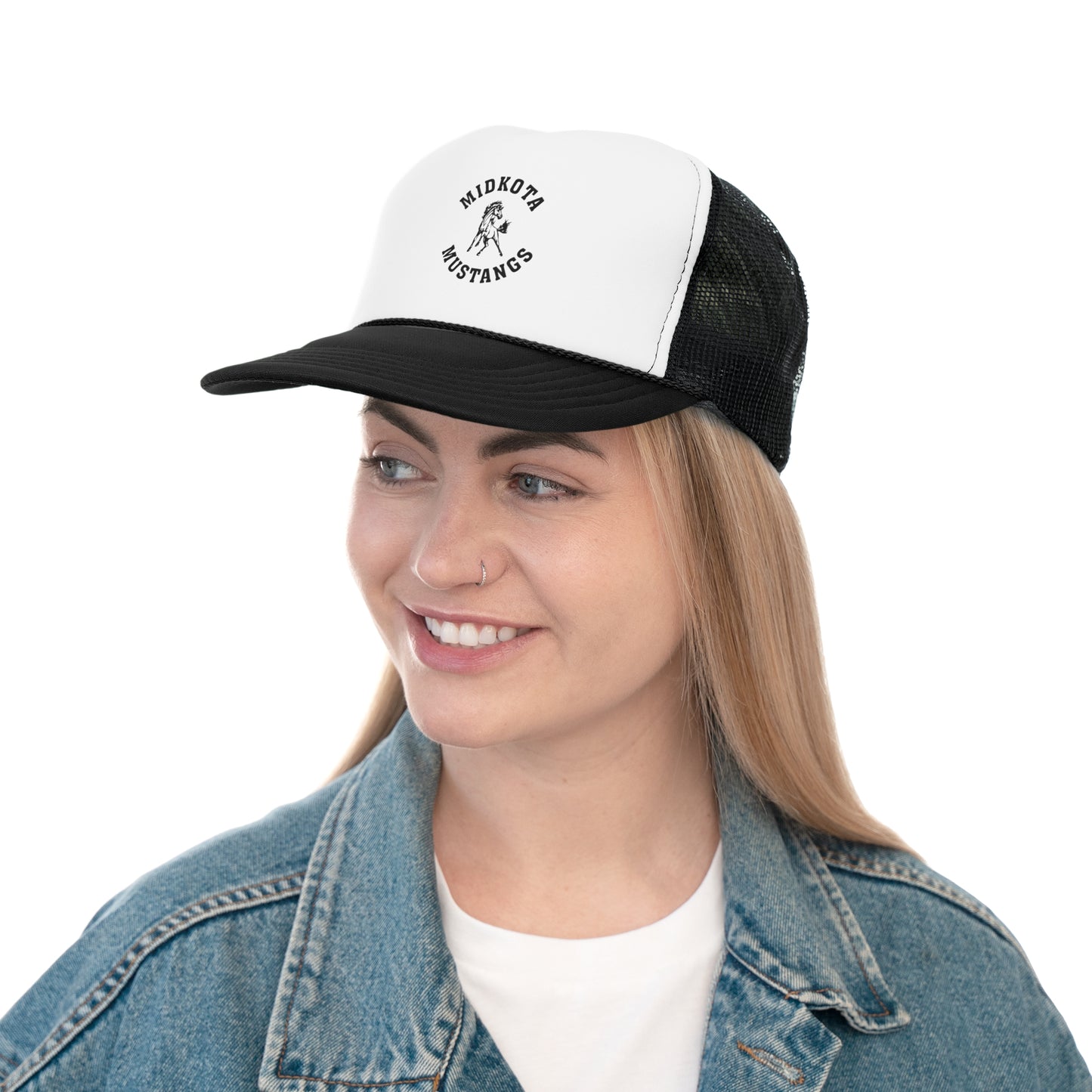 Custom Trucker Caps for Sports Fans | Midkota Mustangs Hat | Ideal for Gifts, Team Events, Casual Wear
