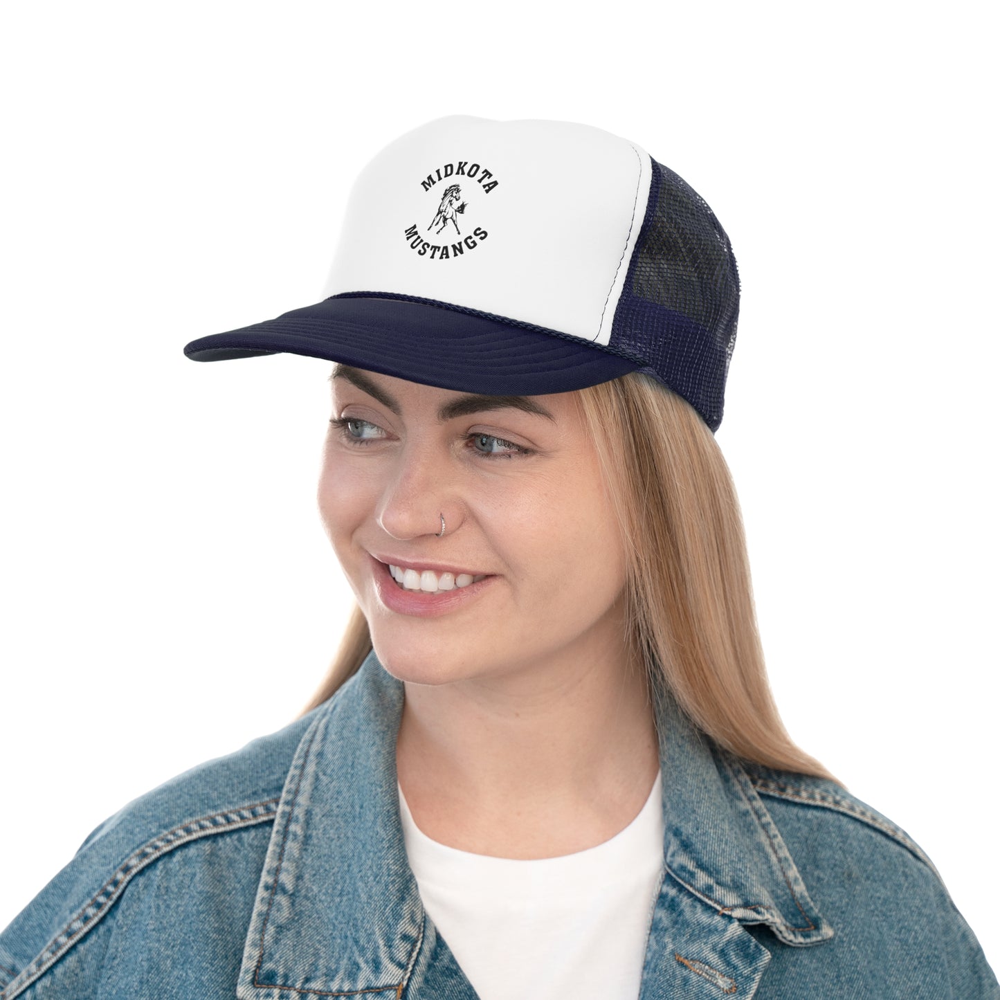 Custom Trucker Caps for Sports Fans | Midkota Mustangs Hat | Ideal for Gifts, Team Events, Casual Wear
