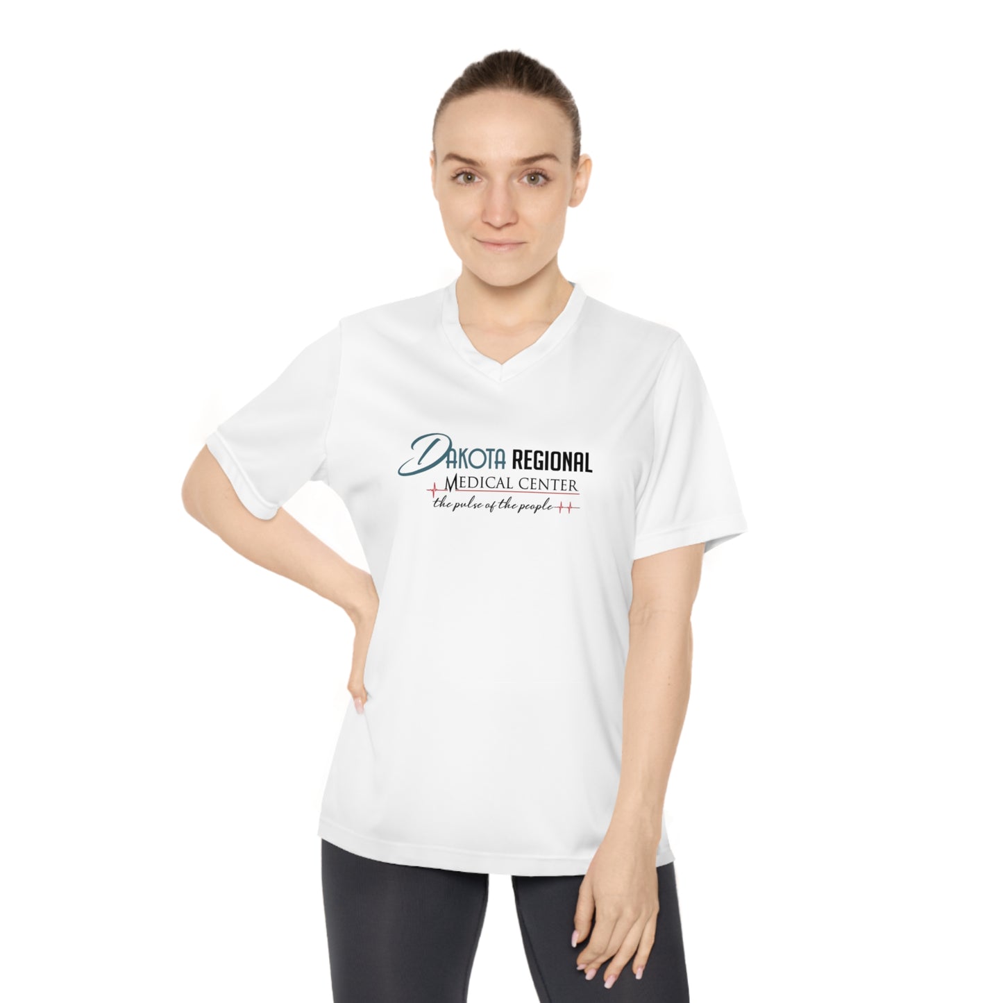 Women's V-Neck Performance Tee - Dakota Regional Medical Center, Workout Shirt, Sportswear, Fitness Apparel, Gift for Healthcare Workers