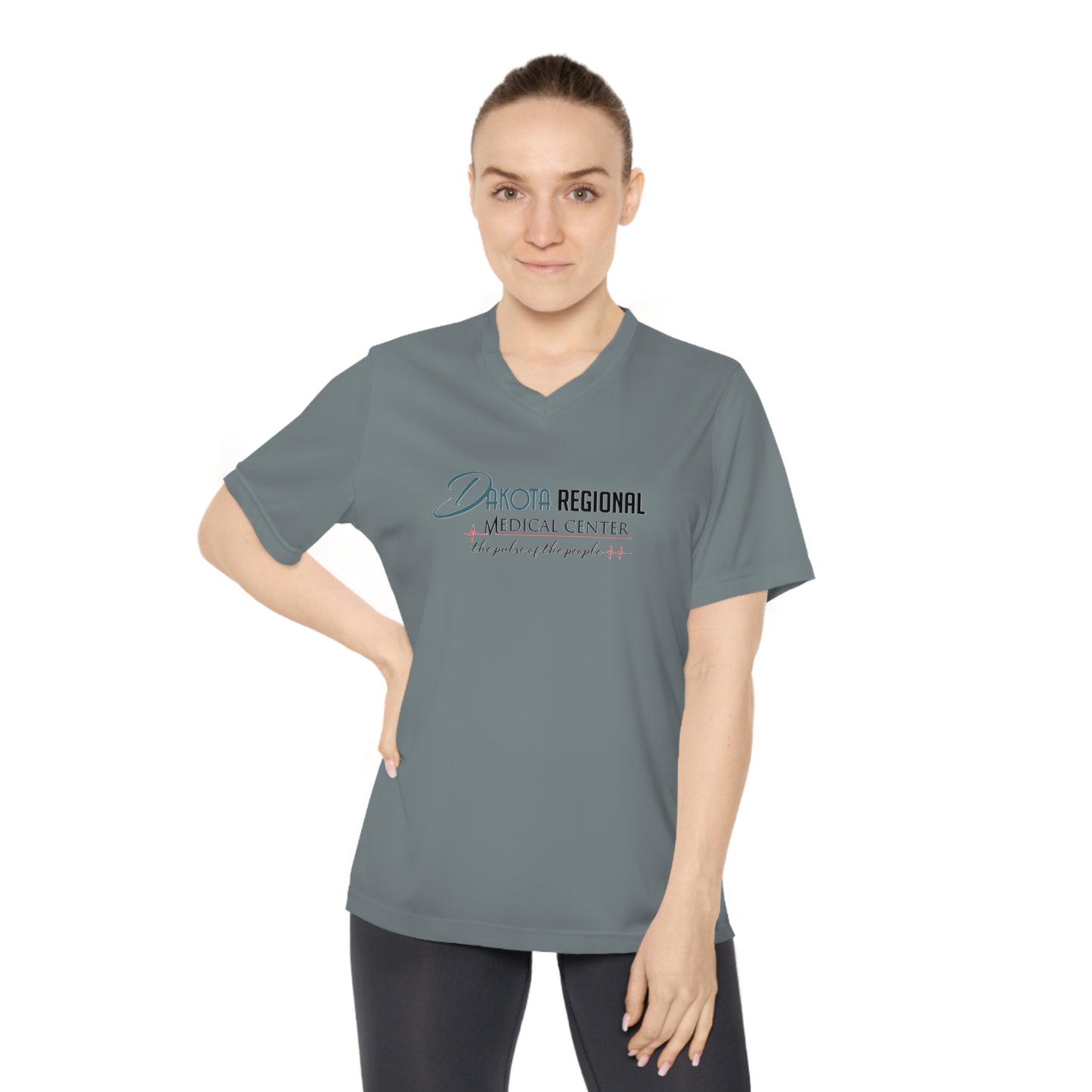 Women's V-Neck Performance Tee - Dakota Regional Medical Center, Workout Shirt, Sportswear, Fitness Apparel, Gift for Healthcare Workers
